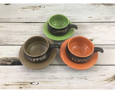 Bán bộ tách cafe màu gốm sứ cao cấp - Tách uống cafe in logo đẹp!