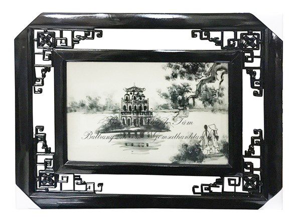 Bán tranh gốm sứ cảnh tháp rùa cao cấp đẹp trang trí đẹp giá rẻ, tranh gốm sứ phong cảnh đẹp