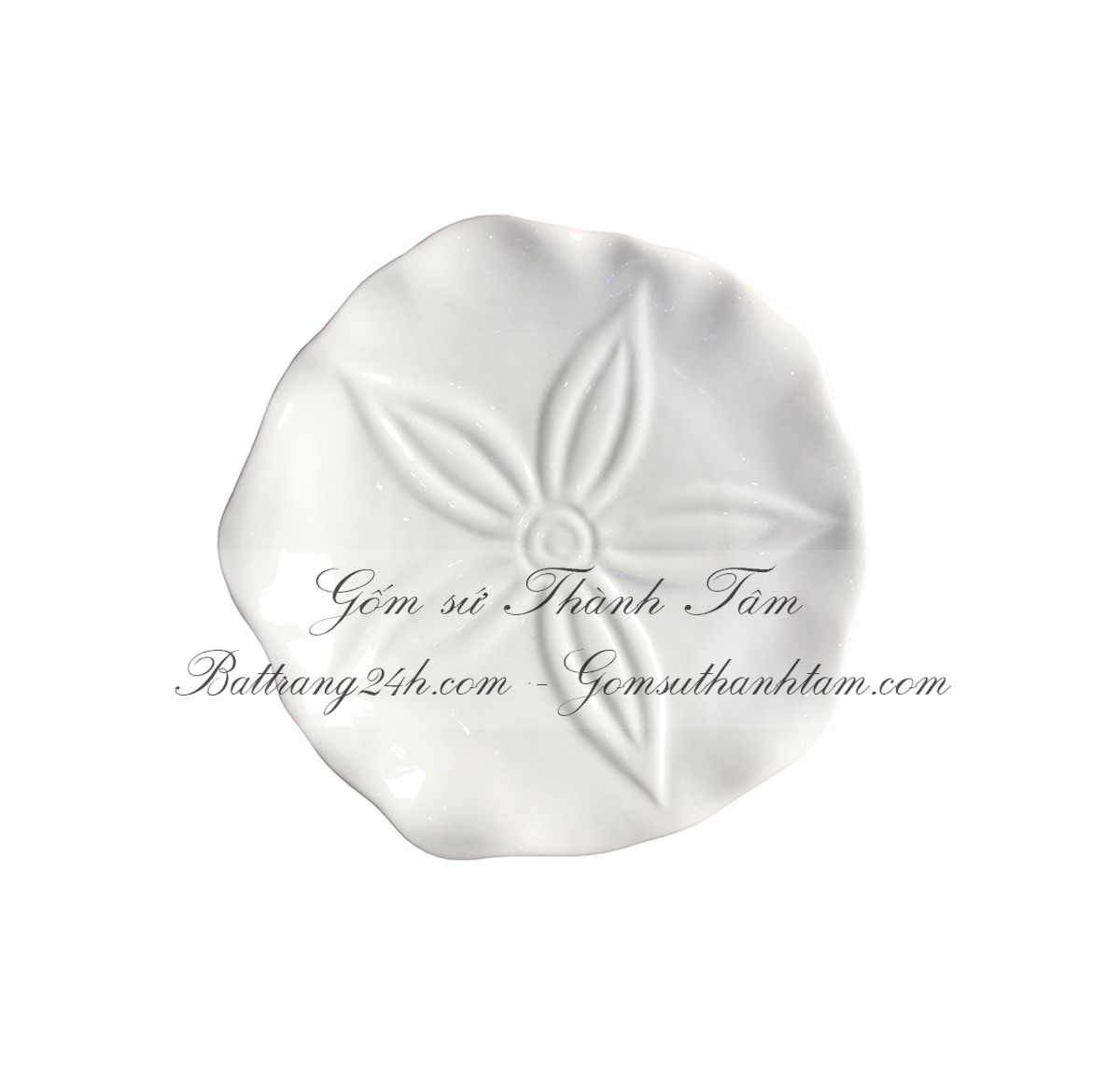 Bộ bát đĩa men trắng tinh cành hoa Bát Tràng gốm sứ Việt Nam, bộ bát đĩa an toàn cho sức khỏe