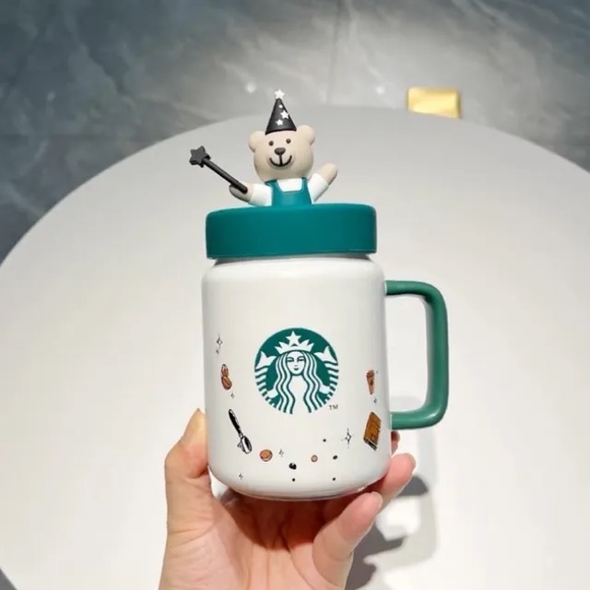 Ly sứ Starbucks gấu xanh 420ml dễ thương