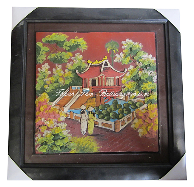 tranh gốm sứ hà nội, tranh gốm đắp nổi phù điêu, tranh gốm tặng khách du lịch nước ngoài