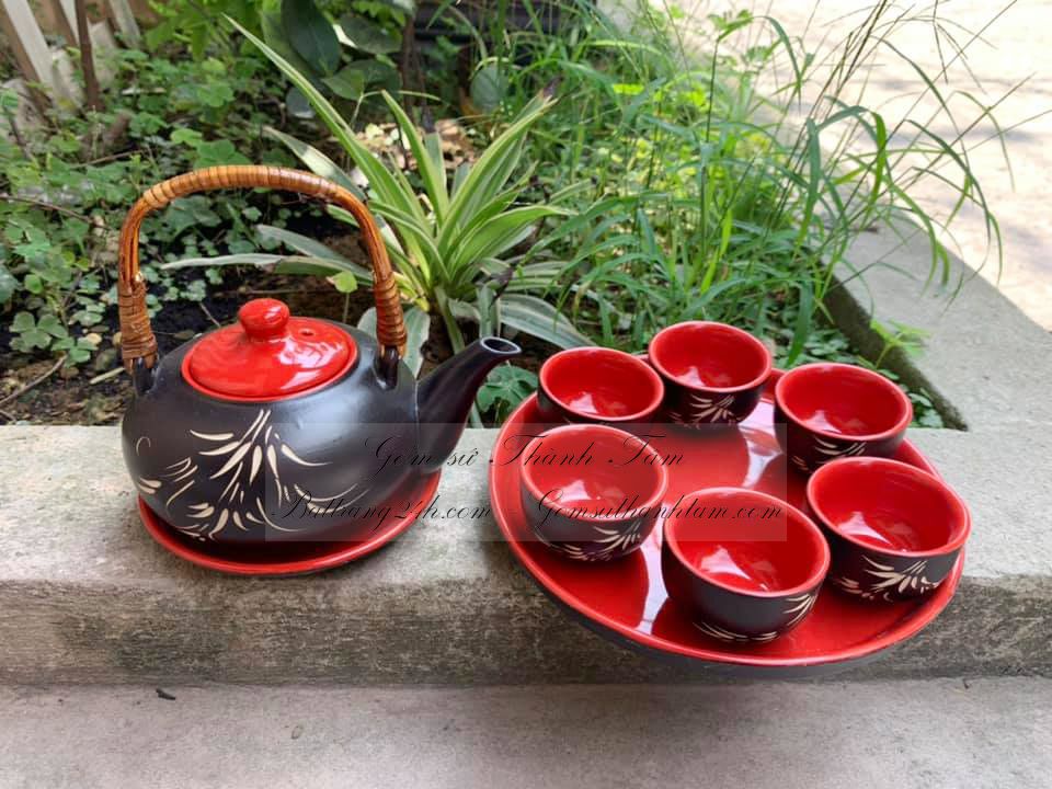 Tổng hợp bộ ấm chén uống trà bằng gốm sứ Bát Tràng màu men đỏ cao cấp, bộ ấm chén chất lượng tốt bền đẹp nhất