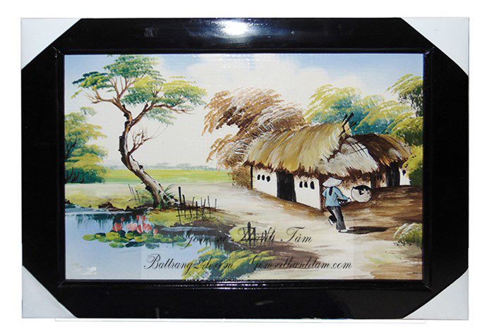 Tranh đồng quê, tranh sứ cao cấp bát tràng