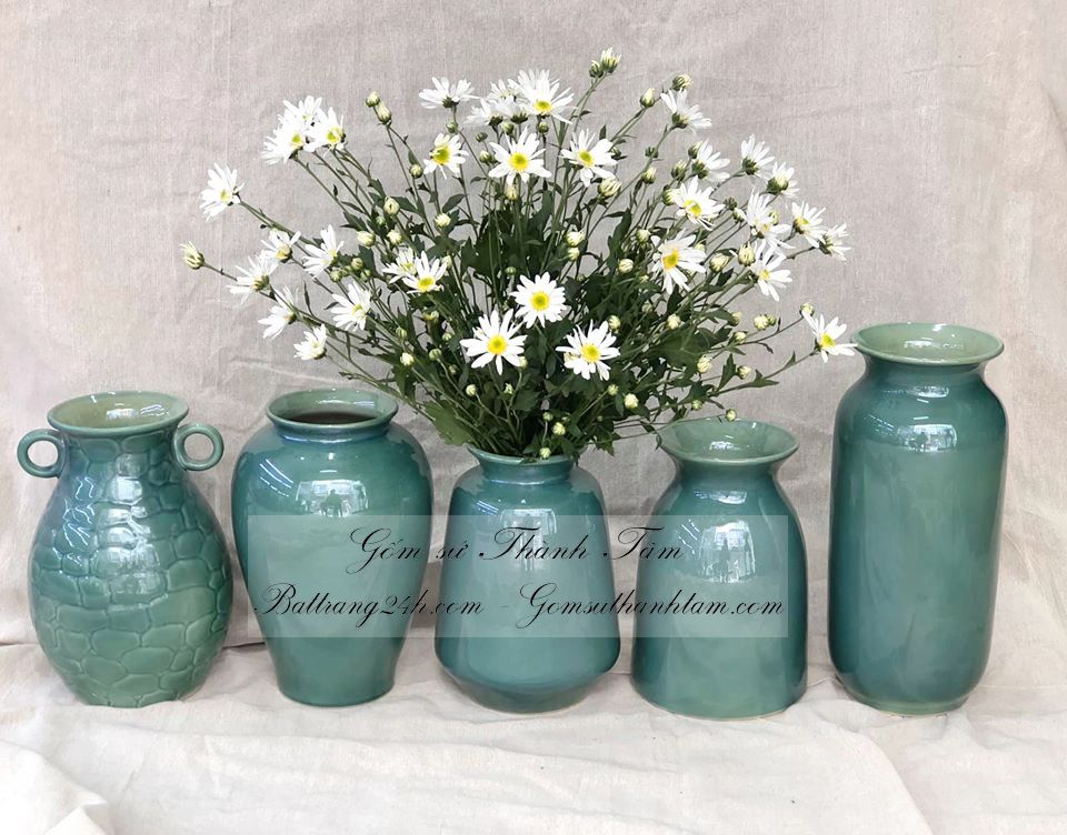 Bình hoa gốm sứ Bát Tràng đẹp màu men xanh hỏa biến đẹp nhất, bình hoa chất lượng mẫu mã đa dạng giá tận gốc
