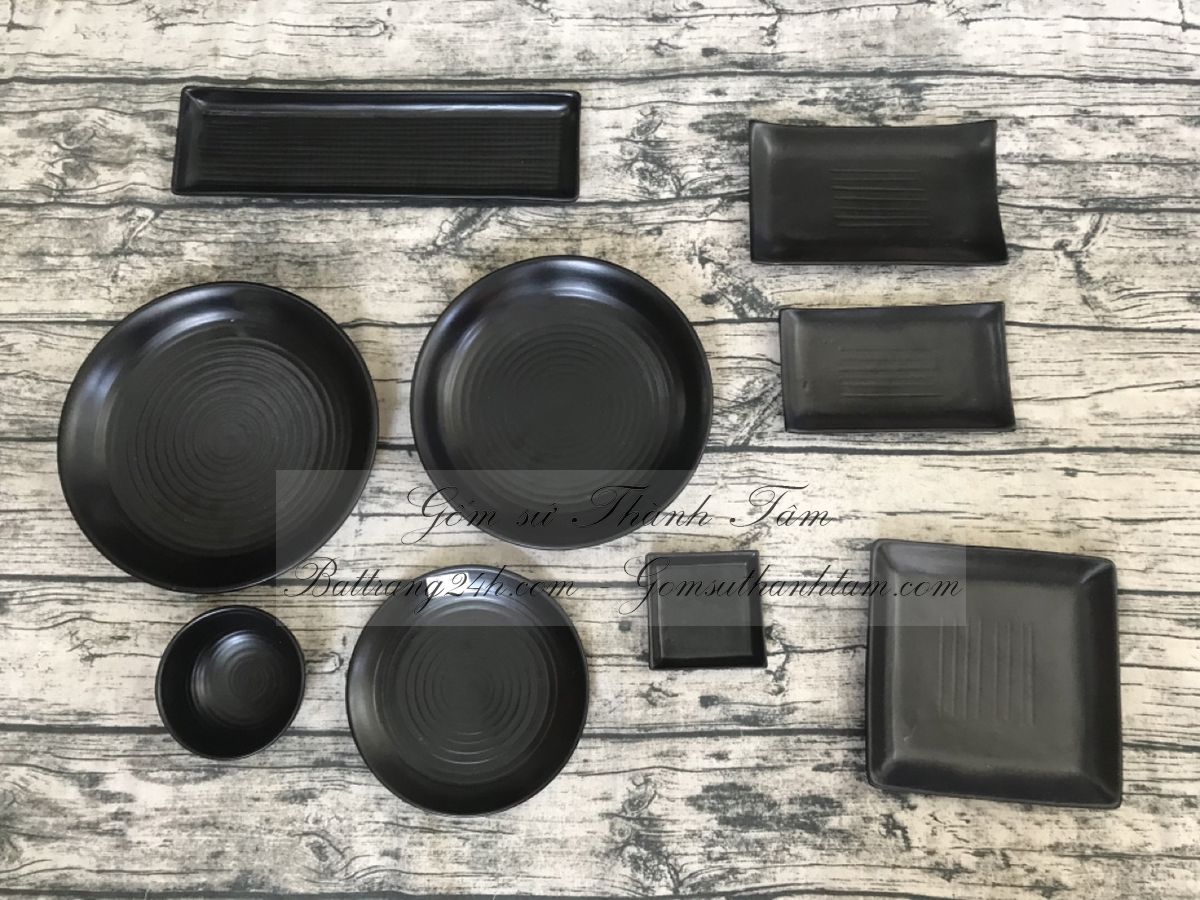 Bộ bát đĩa men đen bóng lỳ đầy đủ hàng đẹp độc đáo chất lượng tốt nhất