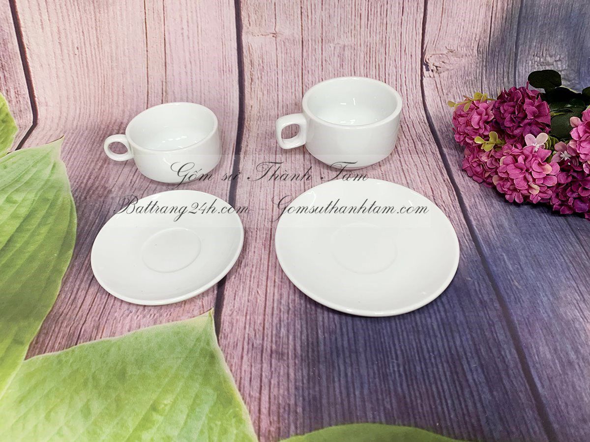 Chuyên cung cấp sản xuất bộ ly tách gốm sứ màu men trắng bóng màu sắc độc đáo hàng Bát Tràng chính hãng