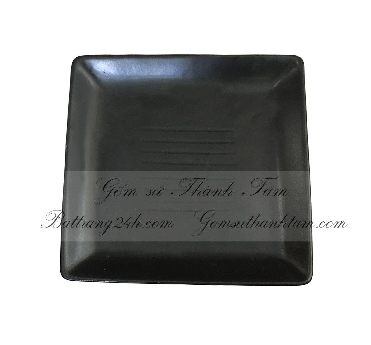 Đĩa sứ hình vuông gốm sứ Bát Tràng cao cấp, bộ bát đĩa men gốm đen trơn chất lượng