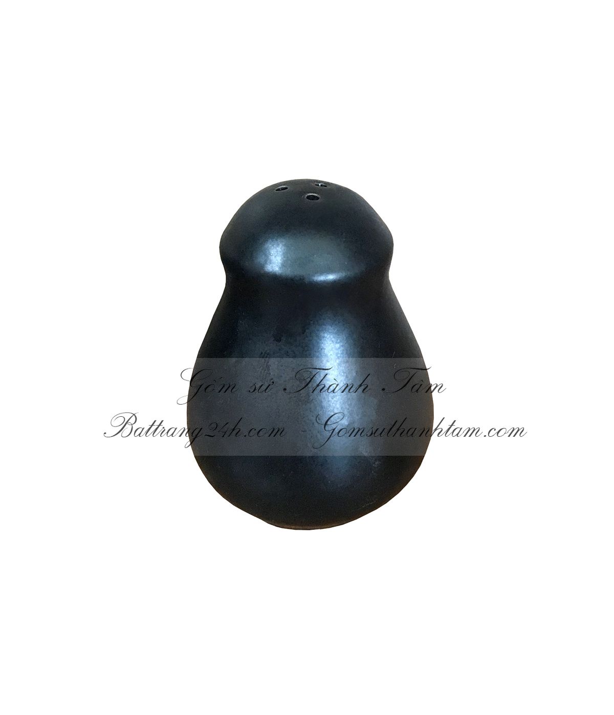 Hũ đựng muối gốm sứ, bình hũ đựng tiêu Bát Tràng men đen in ấn logo chất lượng