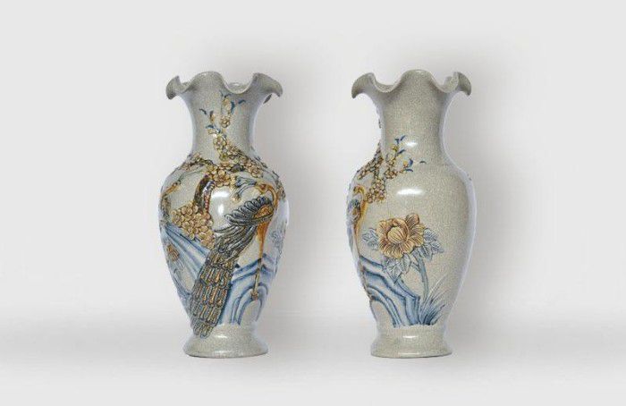 Bình hoa cúng men rạn