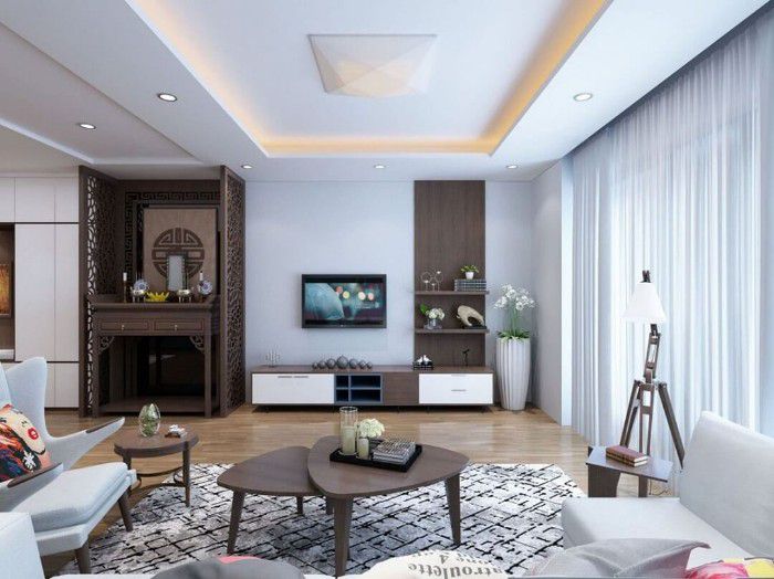 Hình ảnh thiết kế nhà 2 tầng có phòng thờ tầng 1 chung phòng khách 2