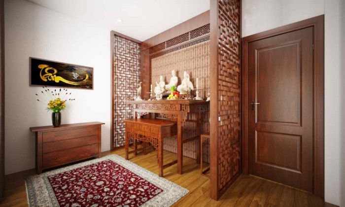 Hình ảnh thiết kế nhà 2 tầng có phòng thờ tầng 1 riêng biệt với phòng khách 4