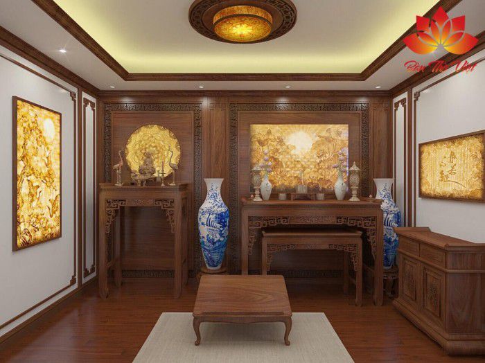 Hình ảnh thiết kế nhà 2 tầng có phòng thờ tầng 1 riêng biệt với phòng khách 5