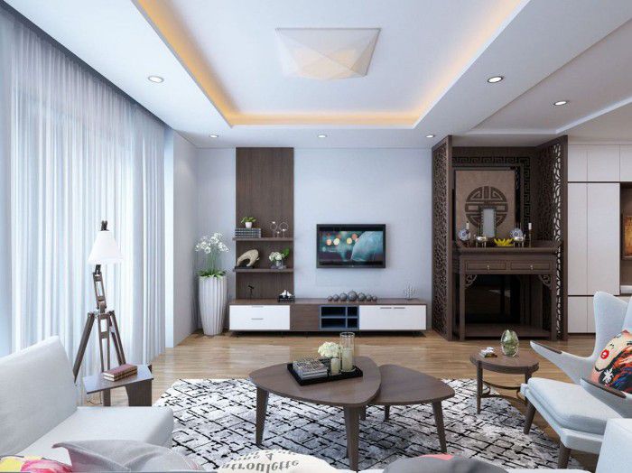 Hướng dẫn cách thiết kế phòng khách nhà ống có bàn thờ đẹp Hướng dẫn cách thiết kế phòng khách nhà ống có bàn thờ đẹp