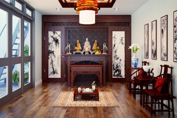 Thiết kế nhà 2 tầng có phòng thờ tầng 1