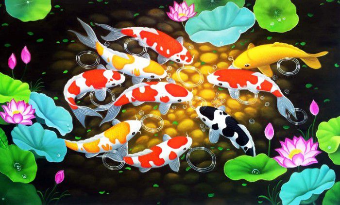 Tranh cửu ngư quần hội có ý nghĩa gì? Hình ảnh cá chép thường được kết hợp với hoa sen hoặc hoa mẫu đơn Tranh cửu ngư quần hội có ý nghĩa gì? Hình ảnh cá chép thường được kết hợp với hoa sen hoặc hoa mẫu đơn