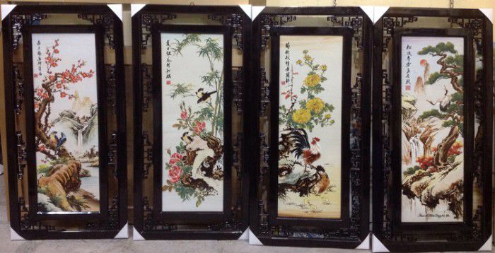 Tranh gốm sứ đẹp ghép theo bộ Tứ Quý Tranh gốm sứ đẹp ghép theo bộ Tứ Quý