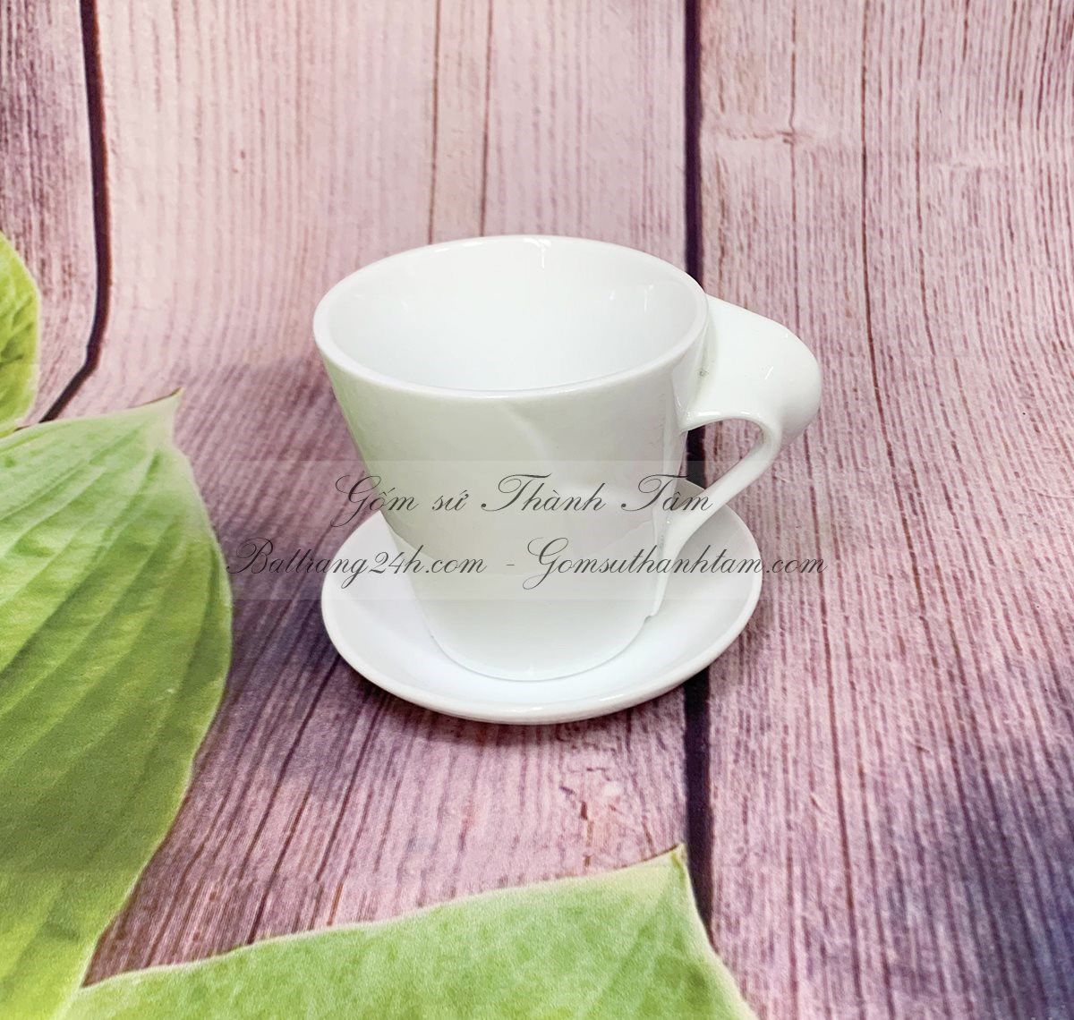 Ly tách cốc đĩa chén gốm sứ Bát Tràng uốn nước màu men trắng đẹp bóng giá rẻ chất lượng nhất, in ấn logo