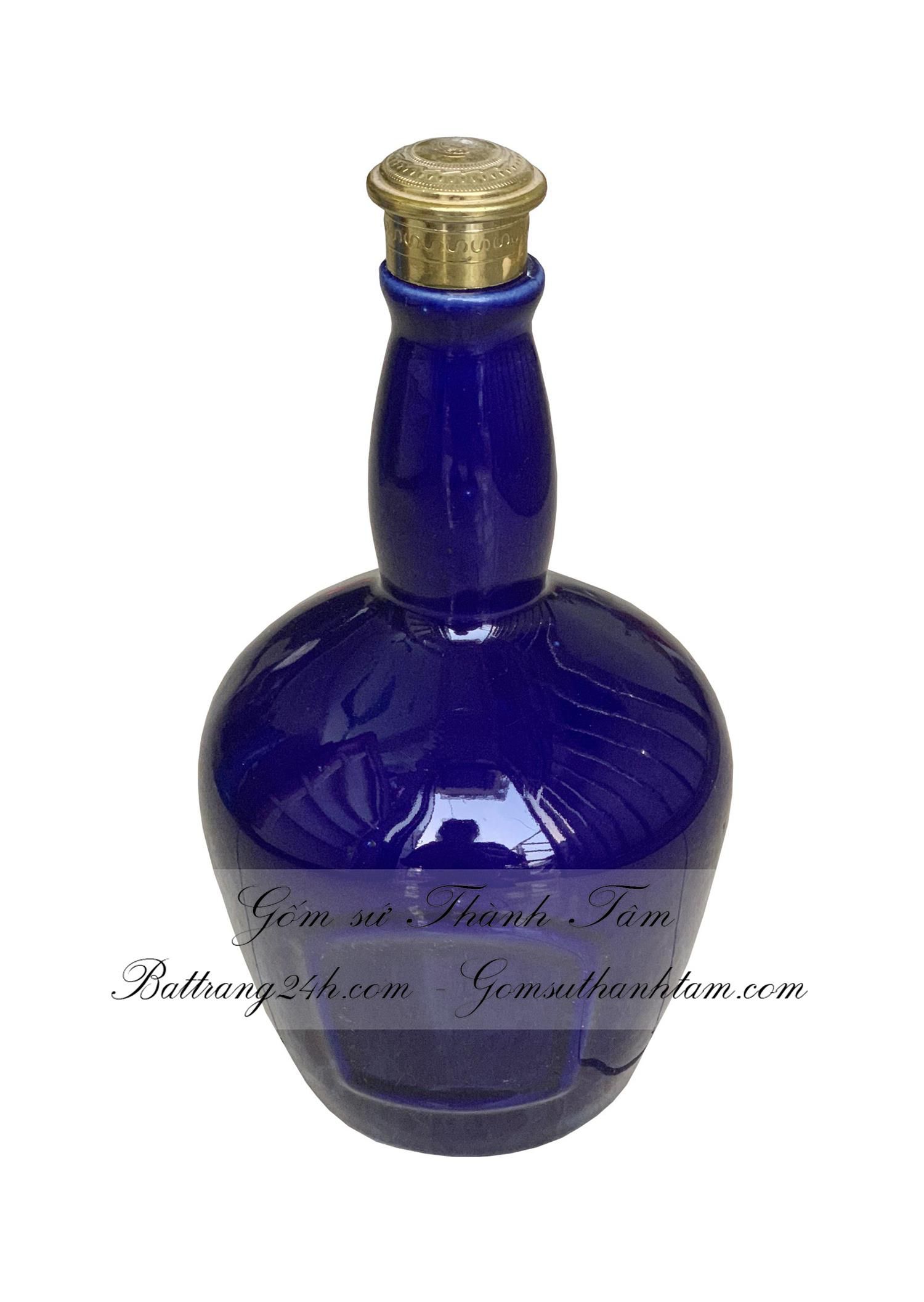 Mua nậm rượu gốm sứ Bát Tràng men xanh bóng in logo đẹp mắt, nậm rượu giá cả tốt nhất thị trường