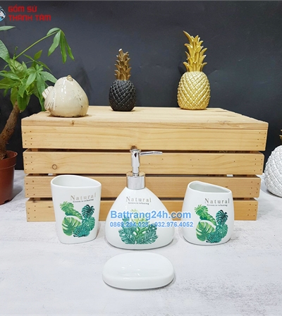 Bình xịt phòng tắm màu trắng gốm sứ Bát Tràng cao cấp in logo giá rẻ