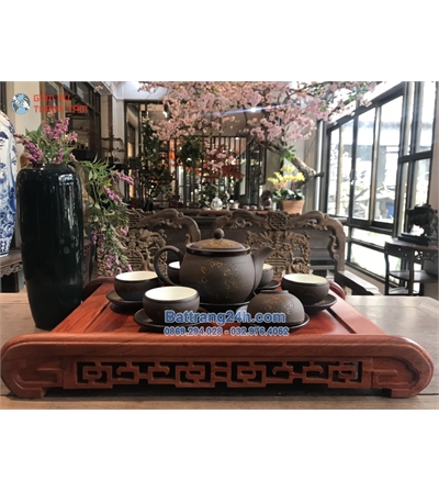 Bộ ấm chén gốm đỏ Bát Tràng chính hãng kiểu dáng đẹp mắt