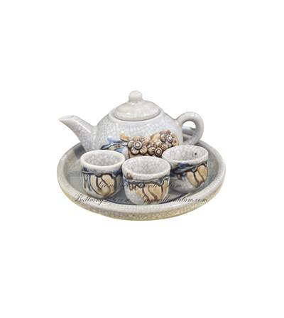 Bộ ấm chén mini bộ 3 đặt trên ban thờ men rạn cổ đẹp chất lượng