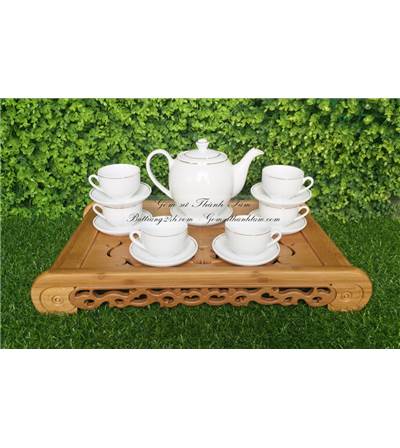 Bộ ấm chén viền vàng kim sang trọng, đẳng cấp 