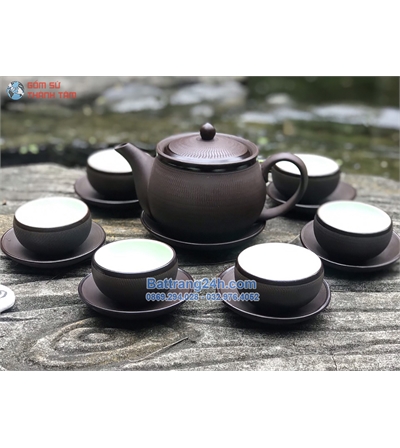 Bộ ấm trà gốm Bát Tràng cao cấp để trong phòng khách sang trọng đẹp mắt