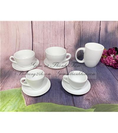 Bộ cốc tách quán cafe trắng để văn phòng cao cấp sang trọng