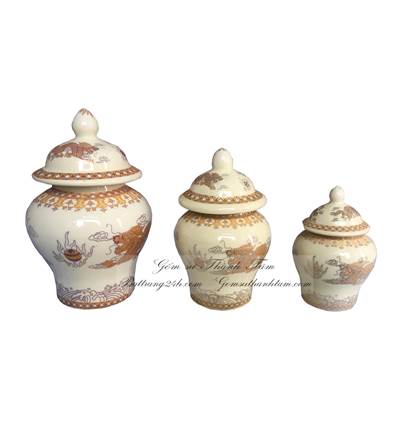 Chum rượu mạ nhũ vàng bằng gốm sứ Bát Tràng chất lượng