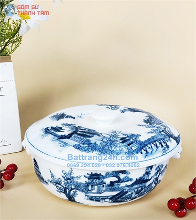 Cửa hàng mua âu cơm gốm sứ Bát Tràng hoa văn phố cổ đẹp