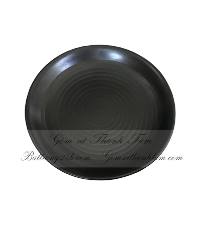  Đĩa tròn gốm sứ men đen Bát Tràng thiết kế hiện đại