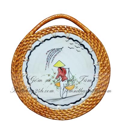 Khay đĩa mây tre đan 017