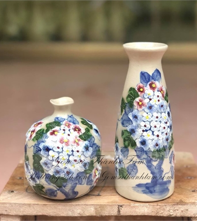 Lọ hoa gốm sứ Bát Tràng men rạn giả cổ vẽ tay tỉ mỉ săc nét
