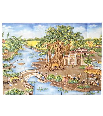 Tranh ghép mảnh gốm sứ Bát Tràng đẹp bền màu với thời gian