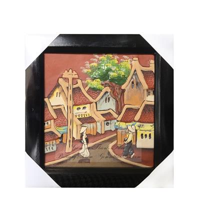 Tranh gốm đắp nổi cảnh phố cổ