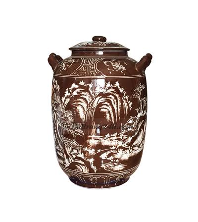 Vò nâu ngâm rượu trang trí hoa văn đẹp